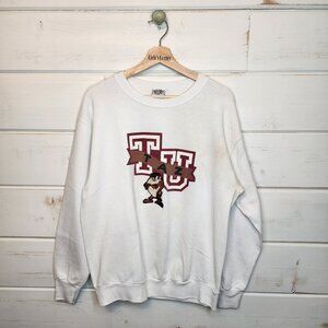 Vintage Looney Tunes Taz University Crewneck Pullover Sweatshirt Medium